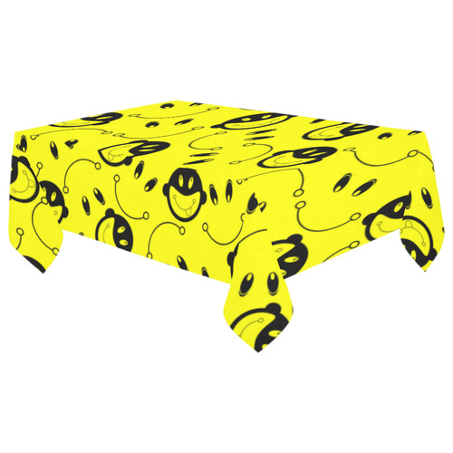 monkey tongue out on yellow Cotton Linen Tablecloth 60"x 104"