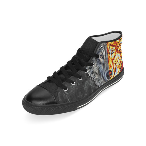 A Graceful WOLF Looks Into Your Eyes Two-colored Men’s Classic High Top Canvas Shoes (Model 017)