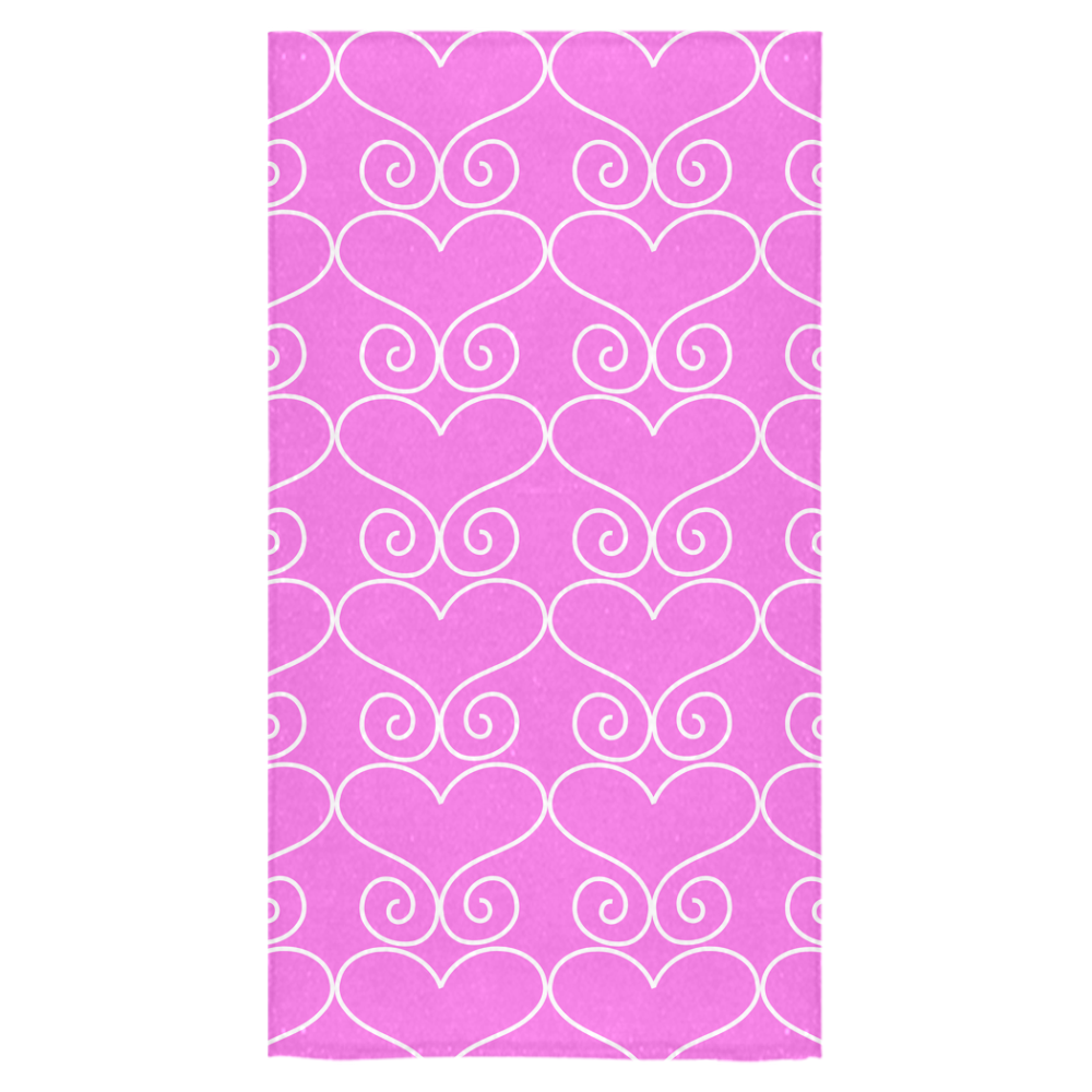 Hearts n Swirls Pattern on Pink Bath Towel 30"x56"