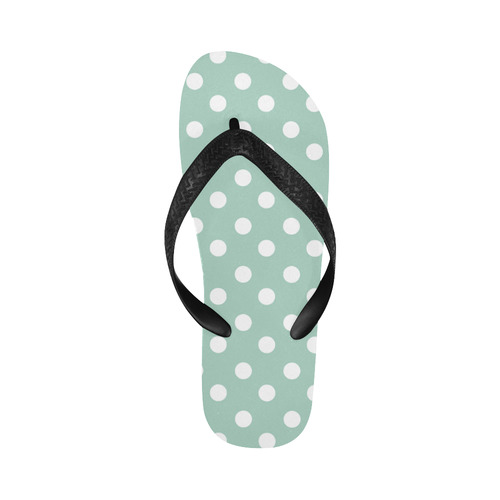 Aqua Polka Dots Flip Flops for Men/Women (Model 040)
