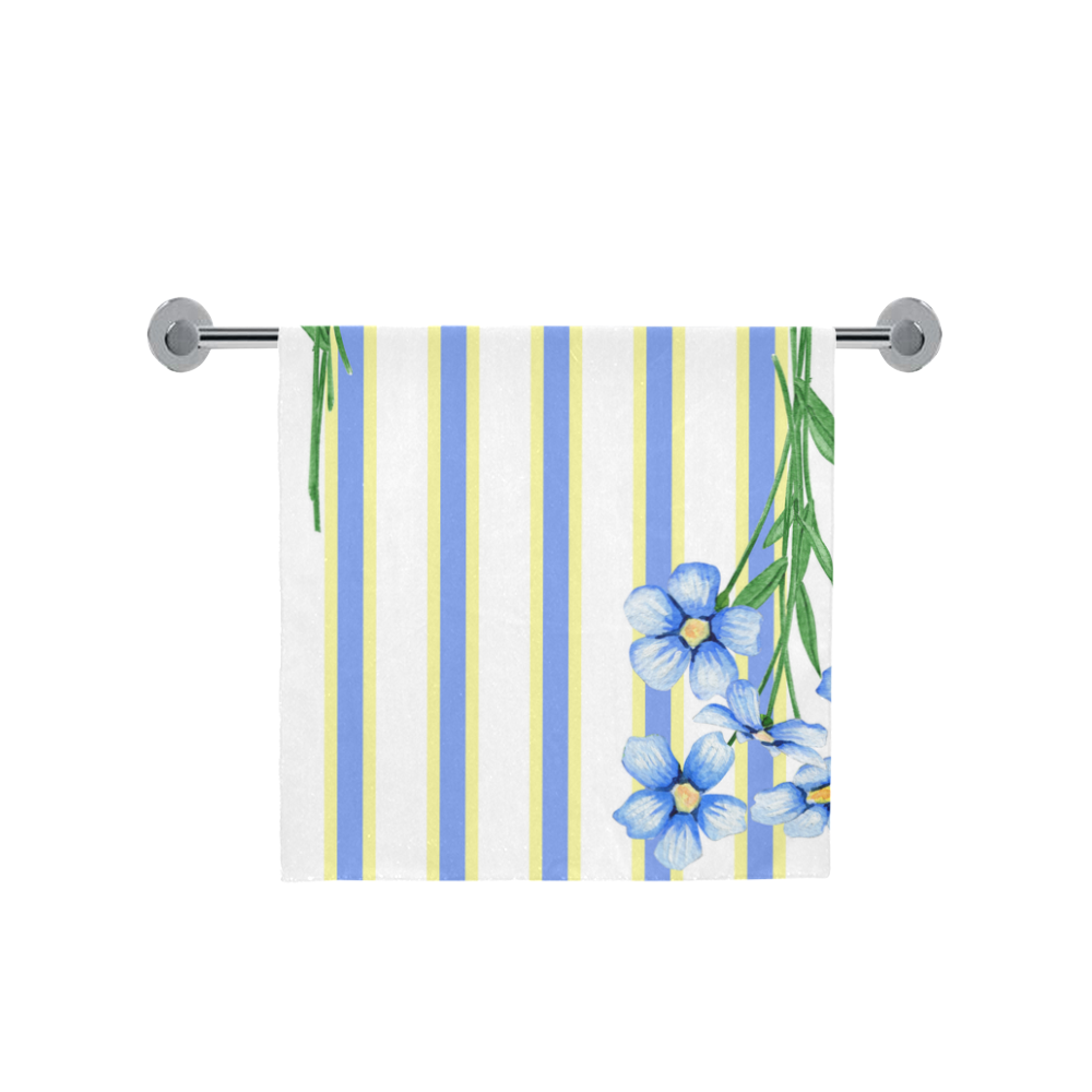 Blue Flowers and Stripes Bath Towel 30"x56"