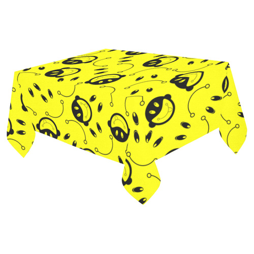 monkey tongue out on yellow Cotton Linen Tablecloth 52"x 70"