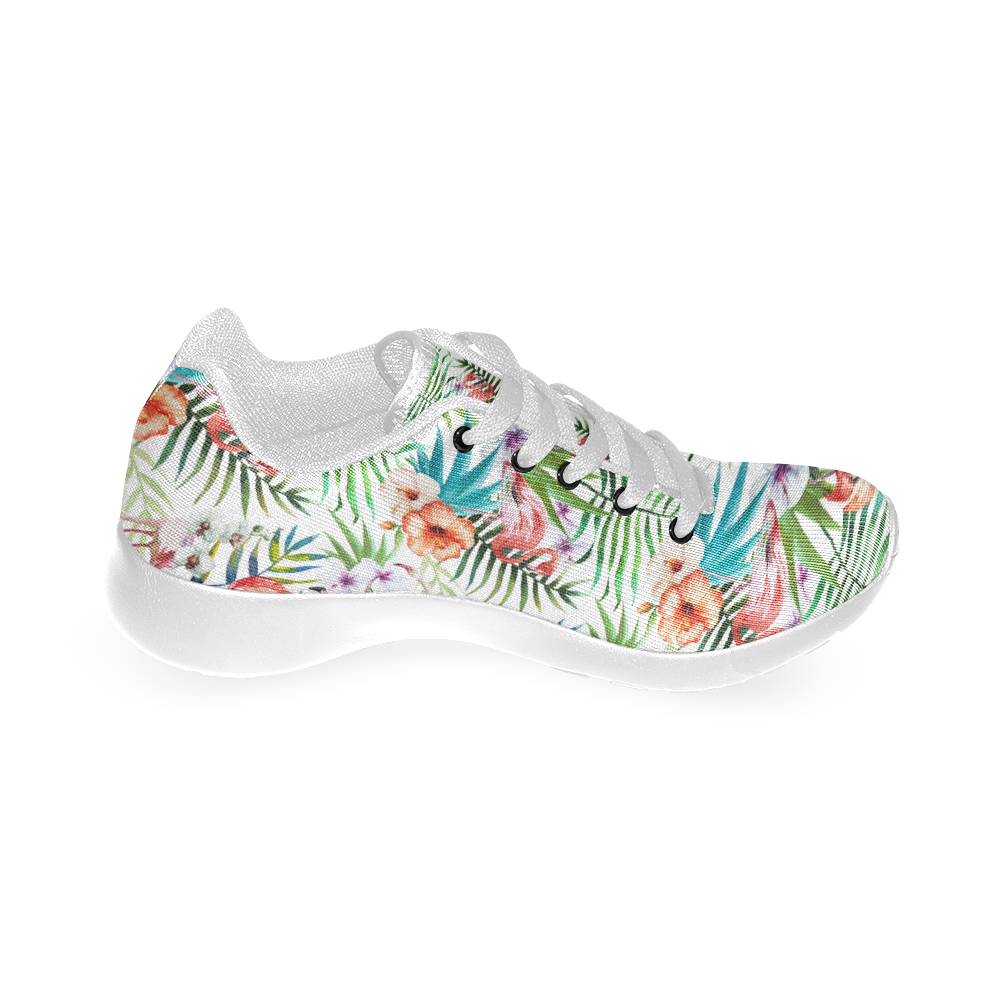 Tropical Paradise Ferns and Flamingos Women’s Running Shoes (Model 020)