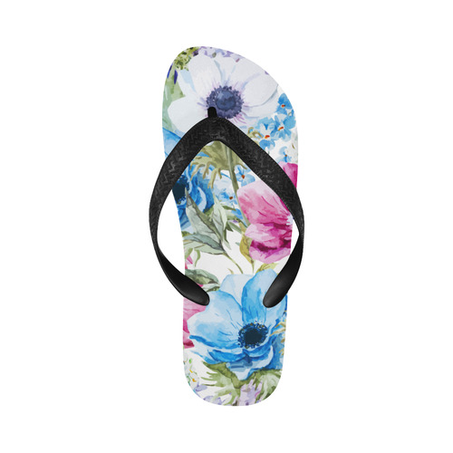 Watercolor Floral Pattern Flip Flops for Men/Women (Model 040)