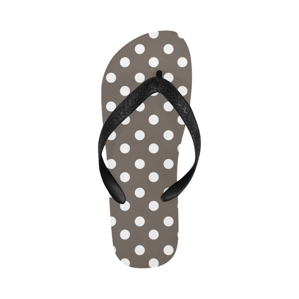 Beige Polka Dots Flip Flops for Men/Women (Model 040)