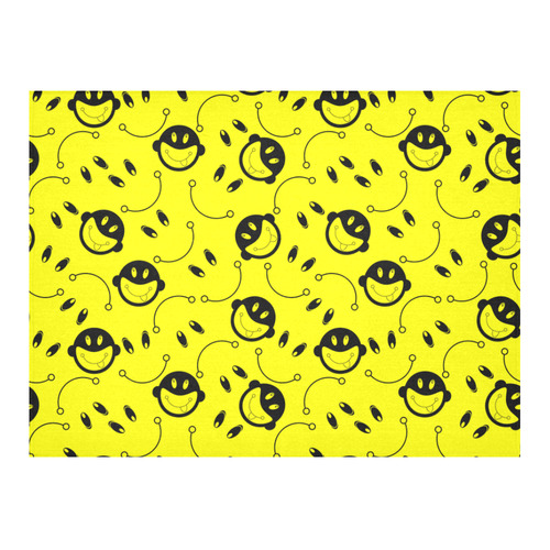 monkey tongue out on yellow Cotton Linen Tablecloth 52"x 70"