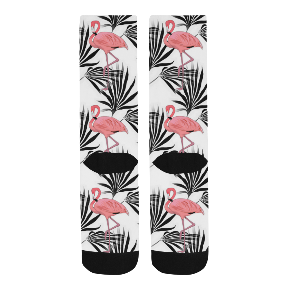 Pink Flamingo Tropical Palm Tree Fronds Trouser Socks