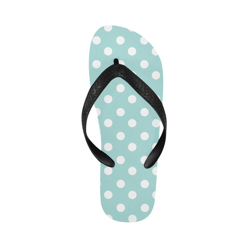 Light Blue Polka Dots Flip Flops for Men/Women (Model 040)