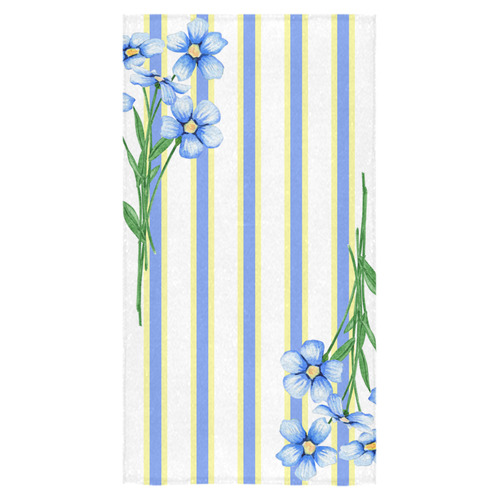 Blue Flowers and Stripes Bath Towel 30"x56"