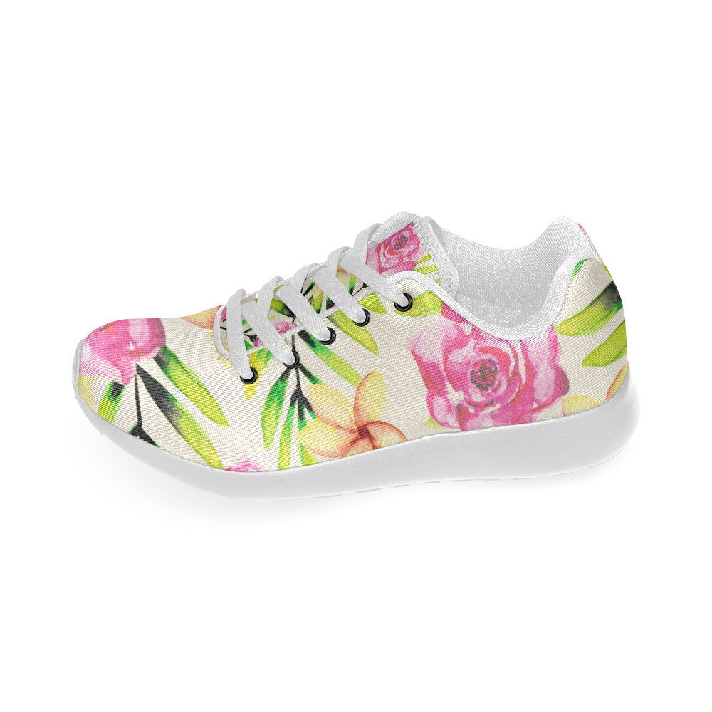 Watercolor Tropical Flowers Women’s Running Shoes (Model 020)