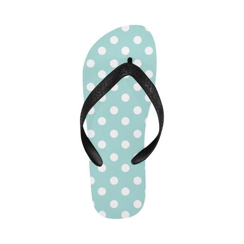 Light Blue Polka Dots Flip Flops for Men/Women (Model 040)