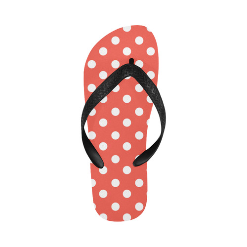 Orange Red Polka Dots Flip Flops for Men/Women (Model 040)