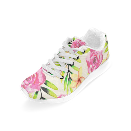 Watercolor Tropical Flowers Women’s Running Shoes (Model 020)