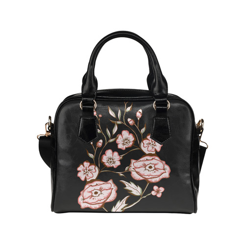 Pink Floral Design Shoulder Handbag (Model 1634)
