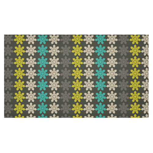 Floral Geometric Tile Cotton Linen Tablecloth 60"x 104"