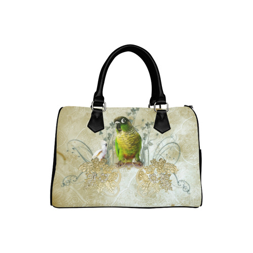 Sweet parrot with floral elements Boston Handbag (Model 1621)
