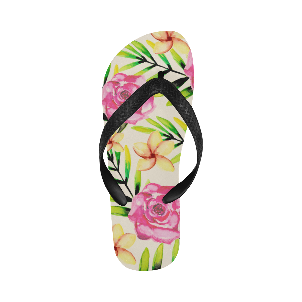 Watercolor Tropical Flowers Flip Flops for Men/Women (Model 040)