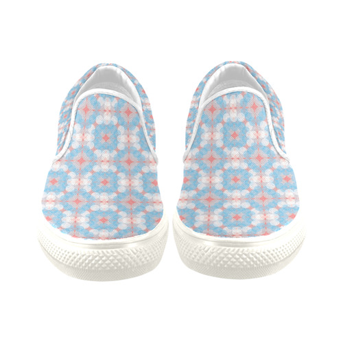 Blue Kaleidoscope Pattern Women's Slip-on Canvas Shoes (Model 019)