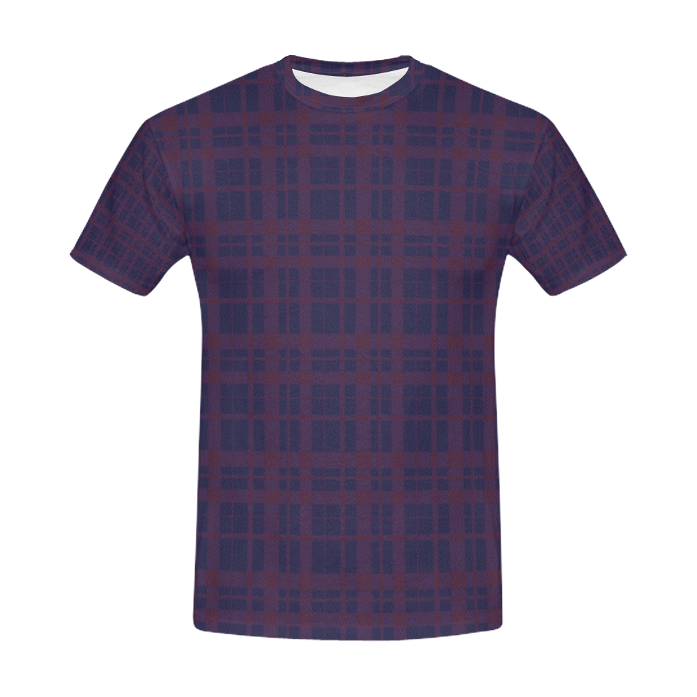 Purple Plaid Hipster Style All Over Print T-Shirt for Men (USA Size) (Model T40)