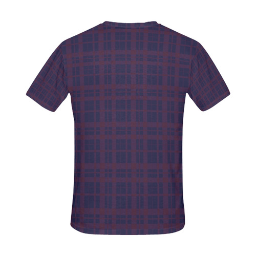 Purple Plaid Hipster Style Back & Sleeves Print All Over Print T-Shirt for Men (USA Size) (Model T40)