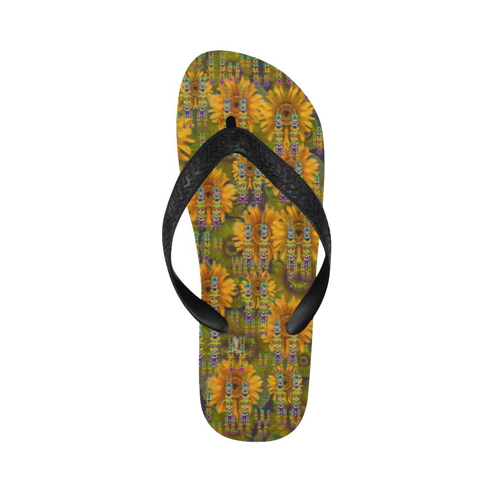 Magic Fantasy Sun Rose Fields Flip Flops for Men/Women (Model 040)