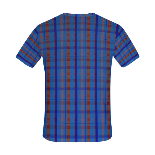 Royal Blue Plaid Hipster Style All Over Print T-Shirt for Men (USA Size) (Model T40)