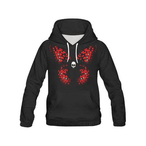 Skully Butterfly All Over Print Hoodie for Women (USA Size) (Model H13)