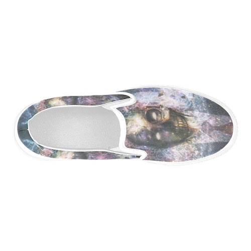 Psychedelic Skull and Galaxy Men's Slip-on Canvas Shoes (Model 019)