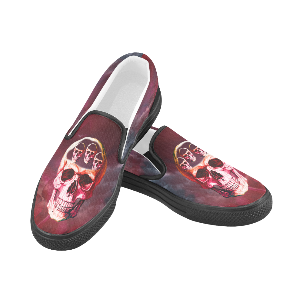 Funny Skulls Men's Slip-on Canvas Shoes (Model 019)