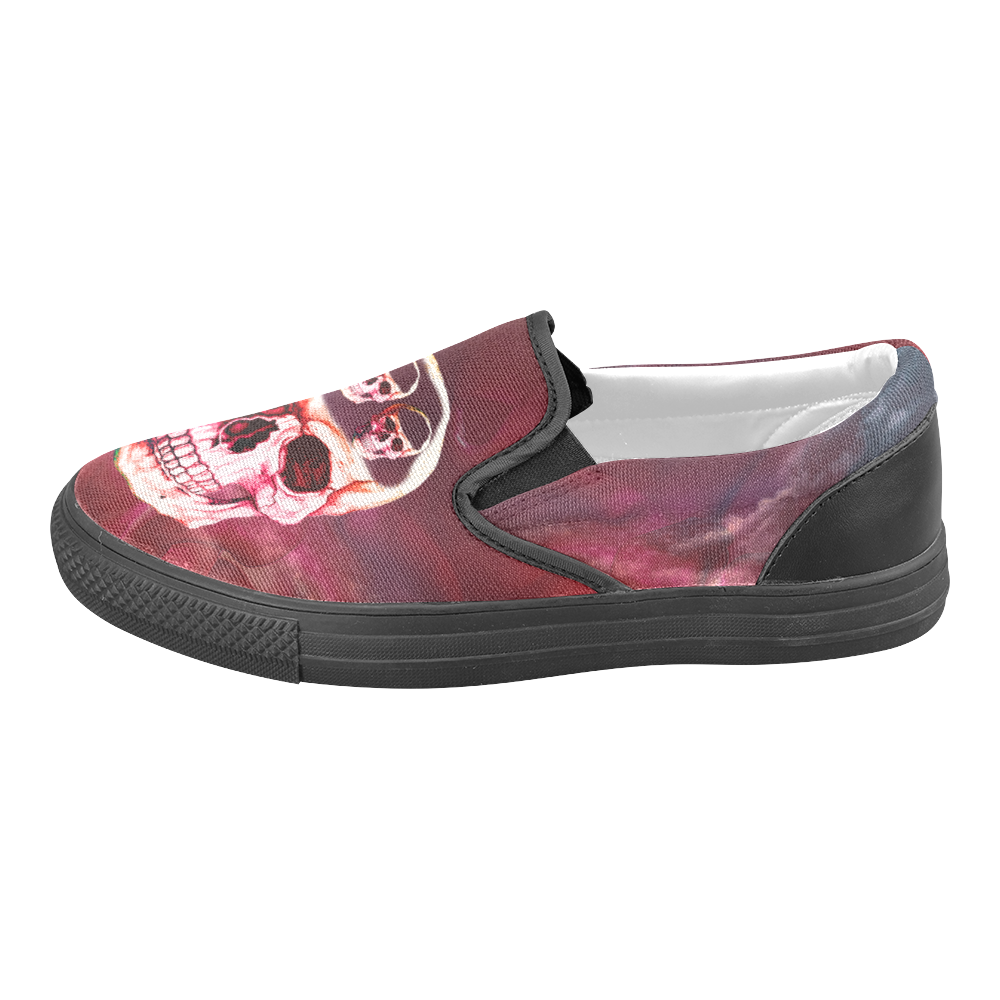 Funny Skulls Men's Slip-on Canvas Shoes (Model 019)