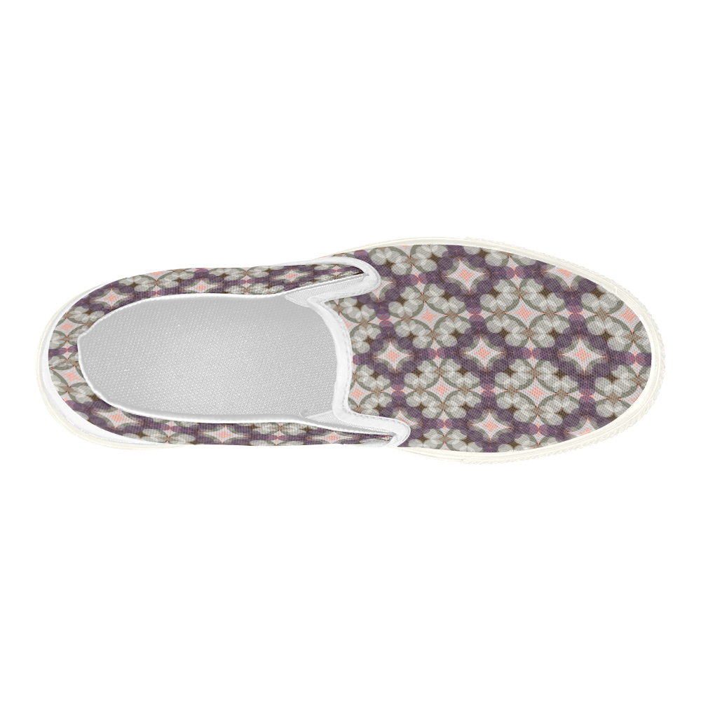 Violet Kaleidoscope Pattern Women's Slip-on Canvas Shoes (Model 019)