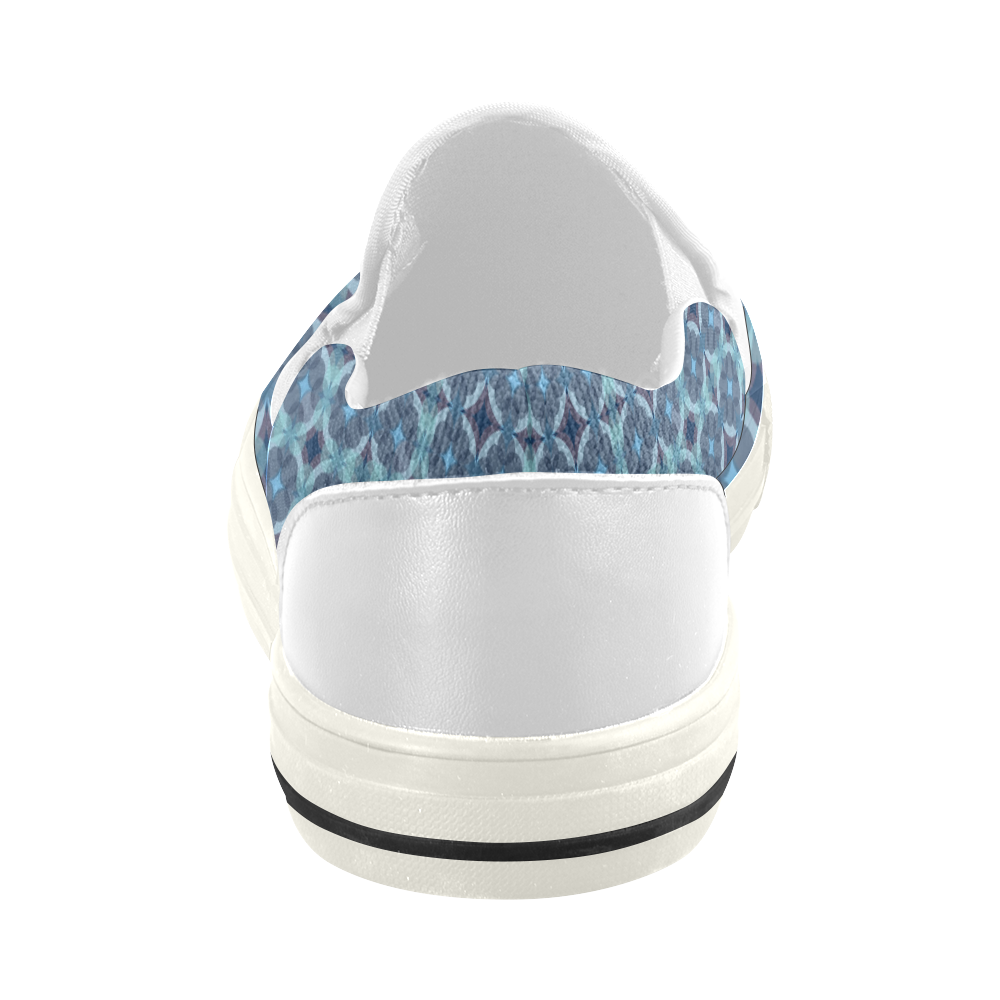 Sapphire Kaleidoscope Pattern Women's Slip-on Canvas Shoes (Model 019)