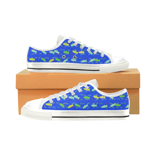 cute fish pattern C by FeelGood Low Top Canvas Shoes for Kid (Model 018)