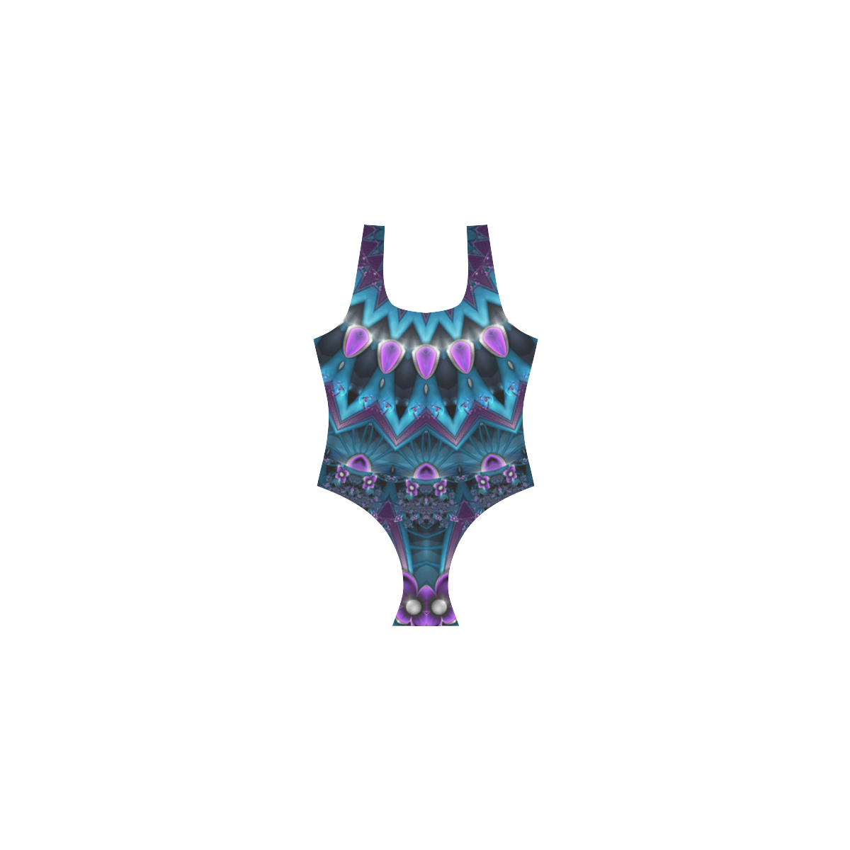 Luscious Purple And Blue Kaleidoscope Vest One Piece Swimsuit (Model S04)