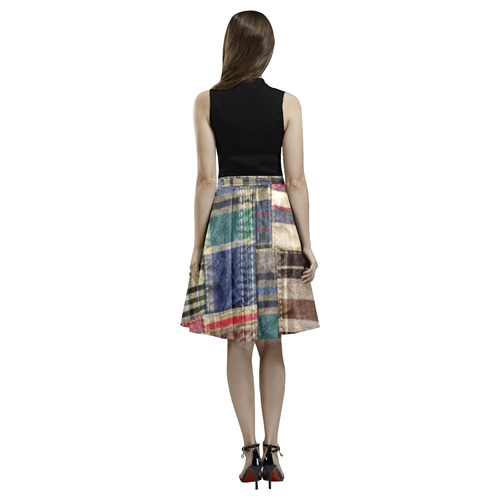 patchwor plaid / tartan Melete Pleated Midi Skirt (Model D15)