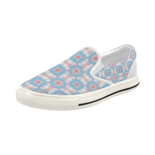 Blue Kaleidoscope Pattern Women's Slip-on Canvas Shoes (Model 019)