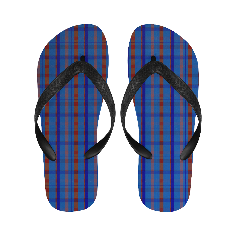 Royal  Blue Plaid Hipster style plaid pattern Flip Flops for Men/Women (Model 040)