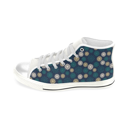 Blue Symbolic Camomiles Floral Men’s Classic High Top Canvas Shoes (Model 017)