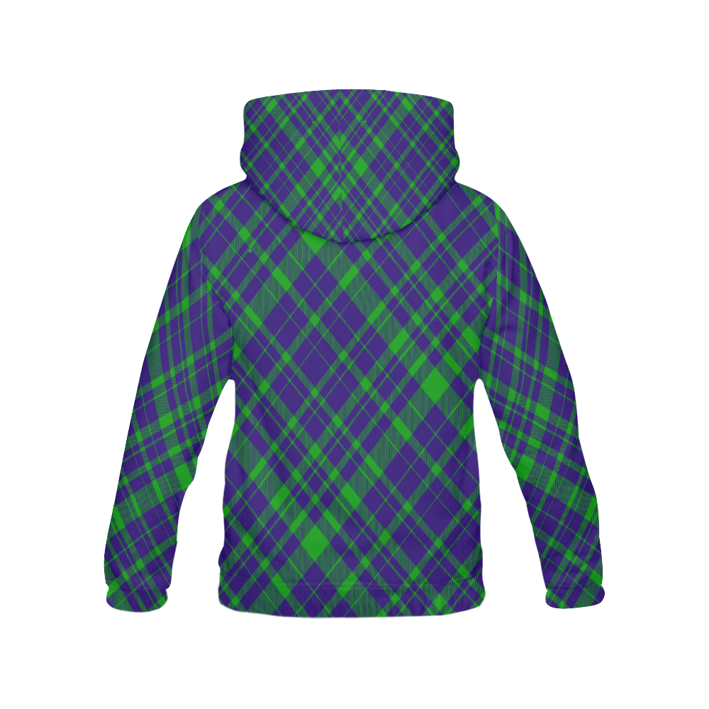 Diagonal Green & Purple Plaid Hipster Style All Over Print Hoodie for Men (USA Size) (Model H13)