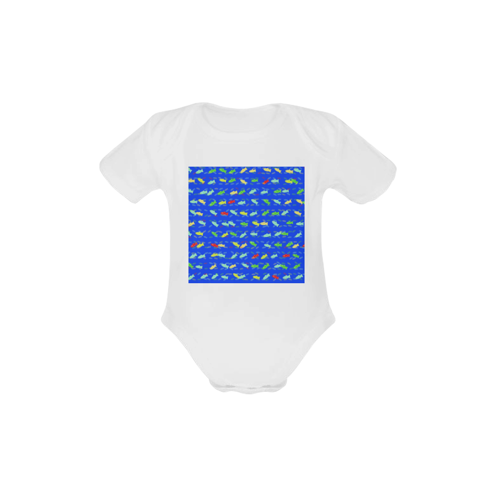 cute fish pattern C by FeelGood Baby Powder Organic Short Sleeve One Piece (Model T28)