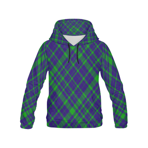 Diagonal Green & Purple Plaid Hipster Style All Over Print Hoodie for Men (USA Size) (Model H13)