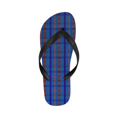 Royal  Blue Plaid Hipster style plaid pattern Flip Flops for Men/Women (Model 040)