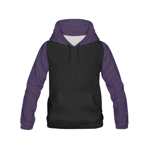 Purple Plaid Hipster Style Hood & Sleeves All Over Print Hoodie for Men (USA Size) (Model H13)