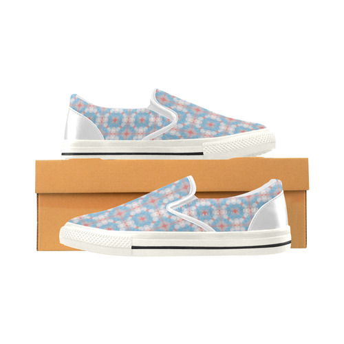 Blue Kaleidoscope Pattern Women's Slip-on Canvas Shoes (Model 019)