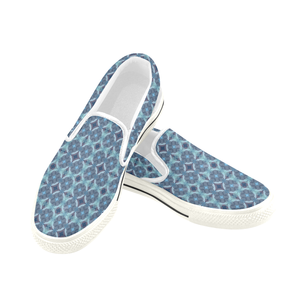 Sapphire Kaleidoscope Pattern Women's Slip-on Canvas Shoes (Model 019)