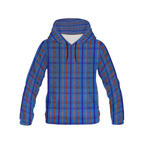 Royal Blue Plaid Hipster Style All Over Print Hoodie for Men (USA Size) (Model H13)