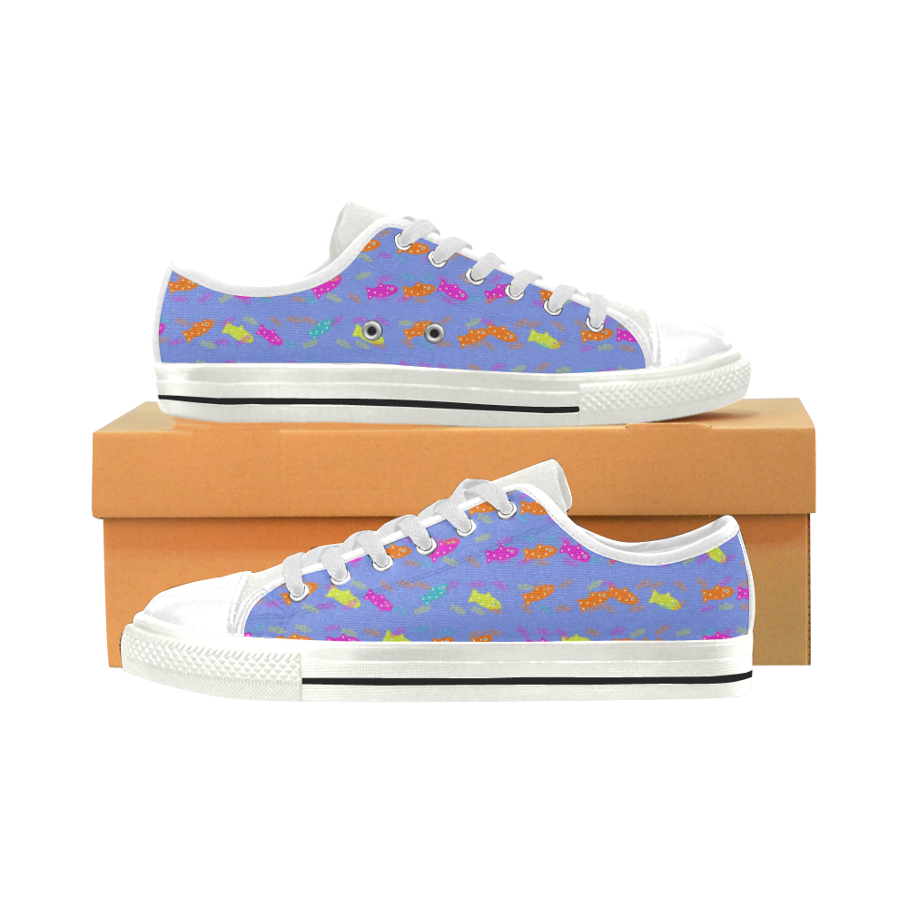 cute fish pattern A by FeelGood Low Top Canvas Shoes for Kid (Model 018)