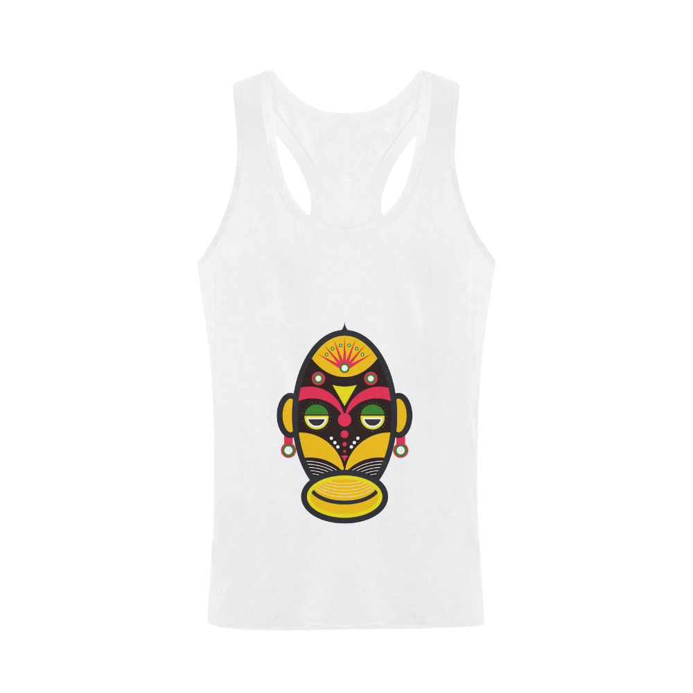 African Traditional Tribal Mask Plus-size Men's I-shaped Tank Top (Model T32)