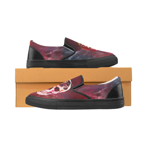 Funny Skulls Men's Slip-on Canvas Shoes (Model 019)