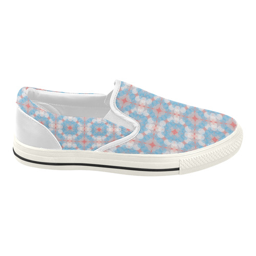 Blue Kaleidoscope Pattern Women's Slip-on Canvas Shoes (Model 019)